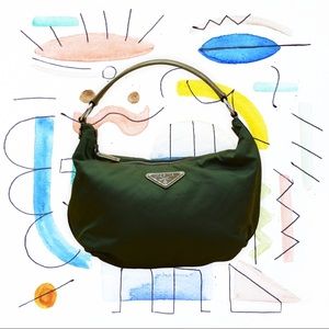 (SOLD) Prada Tessuto Nylon Hobo Bag Army Green Color